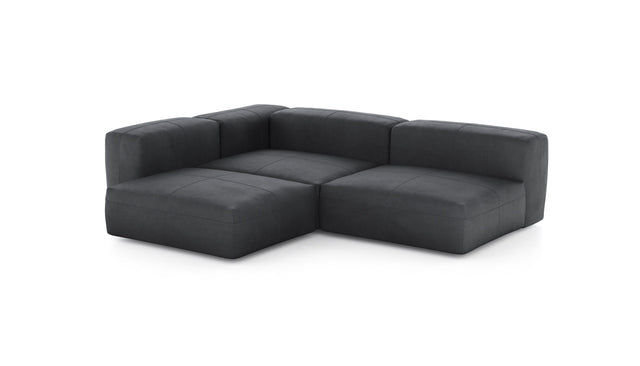 Preset three module corner sofa - leather - dark grey - 220cm x 220cm