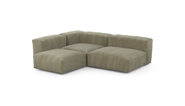 Preset three module corner sofa - cord velours - khaki - 241cm x 199cm