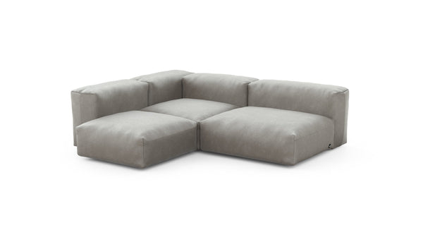 Preset three module corner sofa - velvet - light grey - 241cm x 199cm