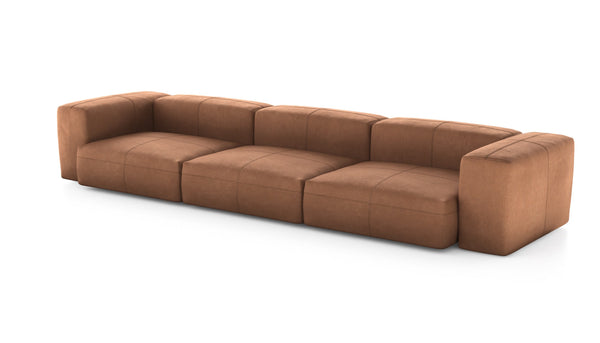 Preset three module sofa - leather - brown - 377cm x 115cm