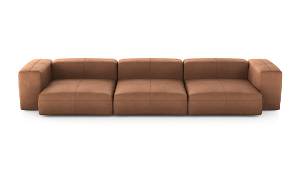 Preset three module sofa - leather - brown - 377cm x 136cm