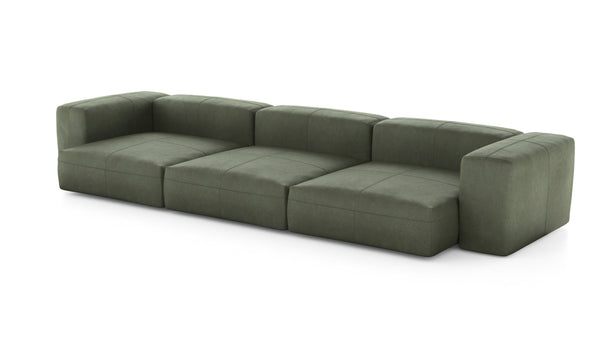 Preset three module sofa - leather - olive - 377cm x 136cm