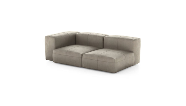 Preset two module chaise sofa - leather - beige - 199cm x 115cm