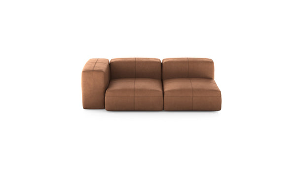 Preset two module chaise sofa - leather - brown - 199cm x 115cm