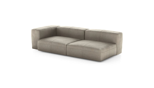 Preset two module chaise sofa - leather - beige - 241cm x 115cm