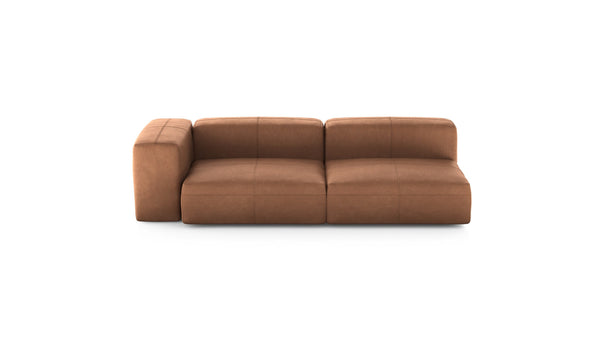 Preset two module chaise sofa - leather - brown - 241cm x 115cm