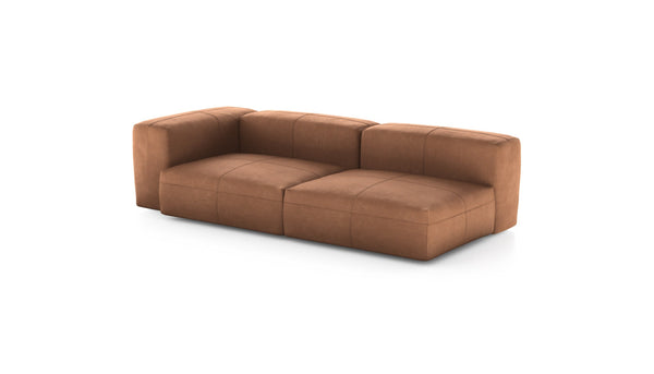 Preset two module chaise sofa - leather - brown - 241cm x 115cm