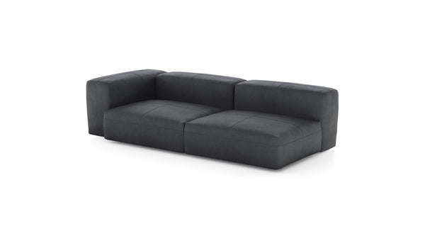 Preset two module chaise sofa - leather - dark grey - 241cm x 115cm