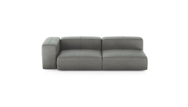 Preset two module chaise sofa - leather - light grey - 241cm x 115cm