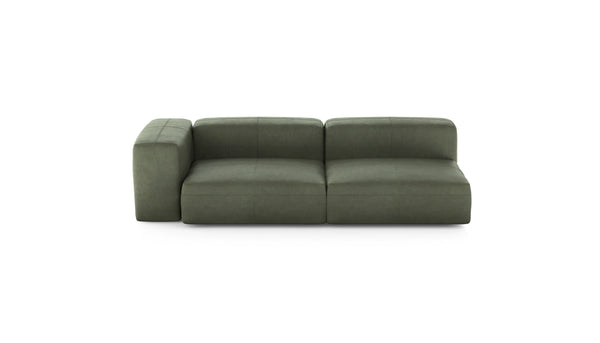 Preset two module chaise sofa - leather - olive - 241cm x 115cm
