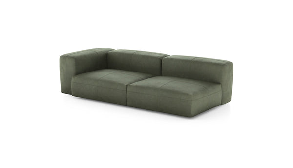 Preset two module chaise sofa - leather - olive - 241cm x 115cm