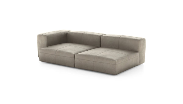 Preset two module chaise sofa - leather - beige - 241cm x 136cm