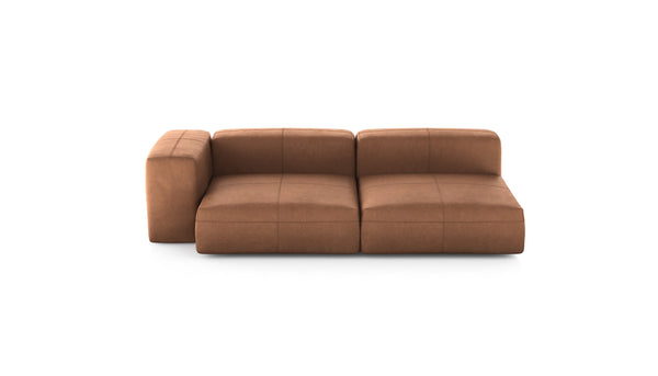 Preset two module chaise sofa - leather - brown - 241cm x 136cm