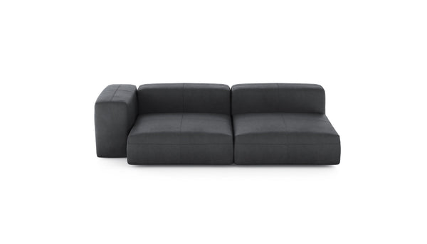 Preset two module chaise sofa - leather - dark grey - 241cm x 136cm