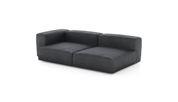 Preset two module chaise sofa - leather - dark grey - 241cm x 136cm