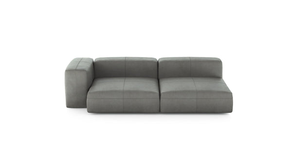 Preset two module chaise sofa - leather - light grey - 241cm x 136cm