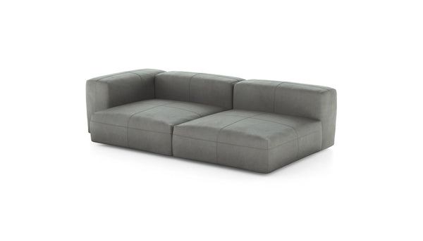 Preset two module chaise sofa - leather - light grey - 241cm x 136cm