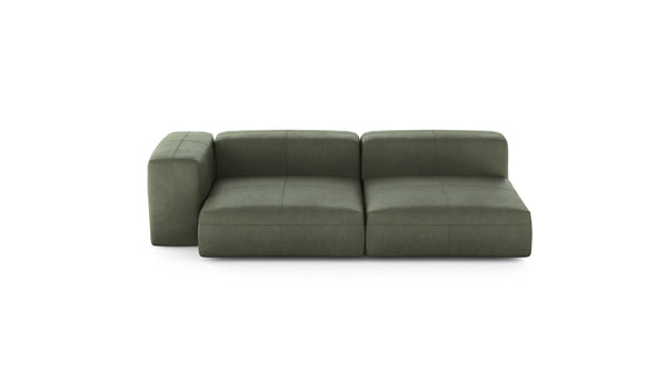 Preset two module chaise sofa - leather - olive - 241cm x 136cm