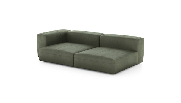 Preset two module chaise sofa - leather - olive - 241cm x 136cm