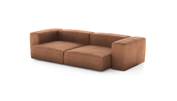 Preset two module sofa - leather - brown - 272cm x 136cm