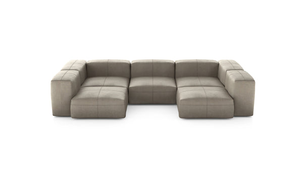 Preset u-shape sofa - leather - beige - 314cm x 199cm