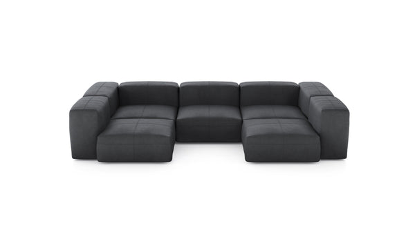 Preset u-shape sofa - leather - dark grey - 314cm x 199cm