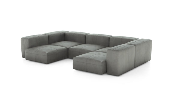 Preset u-shape sofa - leather - light grey - 314cm x 199cm