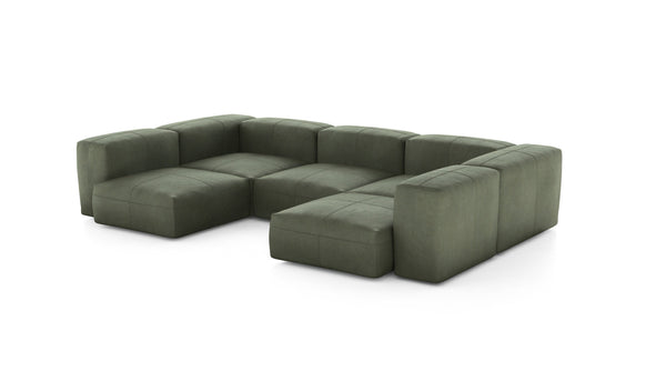 Preset u-shape sofa - leather - olive - 314cm x 199cm