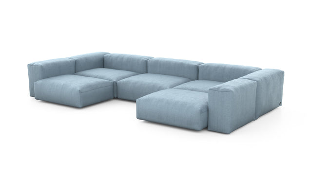 Preset u-shape sofa - herringbone - light blue - 377cm x 199cm