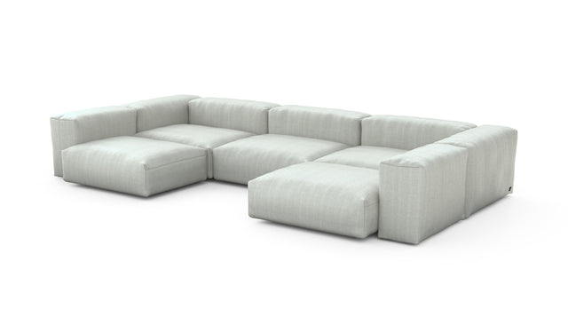 Preset u-shape sofa - herringbone - light grey - 377cm x 199cm