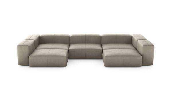 Preset u-shape sofa - leather - beige - 377cm x 199cm