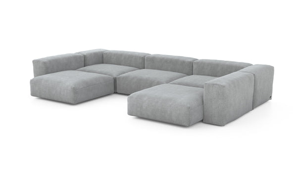 Preset u-shape sofa - cord velours - light grey - 377cm x 220cm