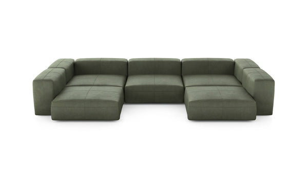 Preset u-shape sofa - leather - olive - 377cm x 220cm
