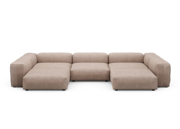 Preset u-shape sofa - leather - stone - 377cm x 241cm