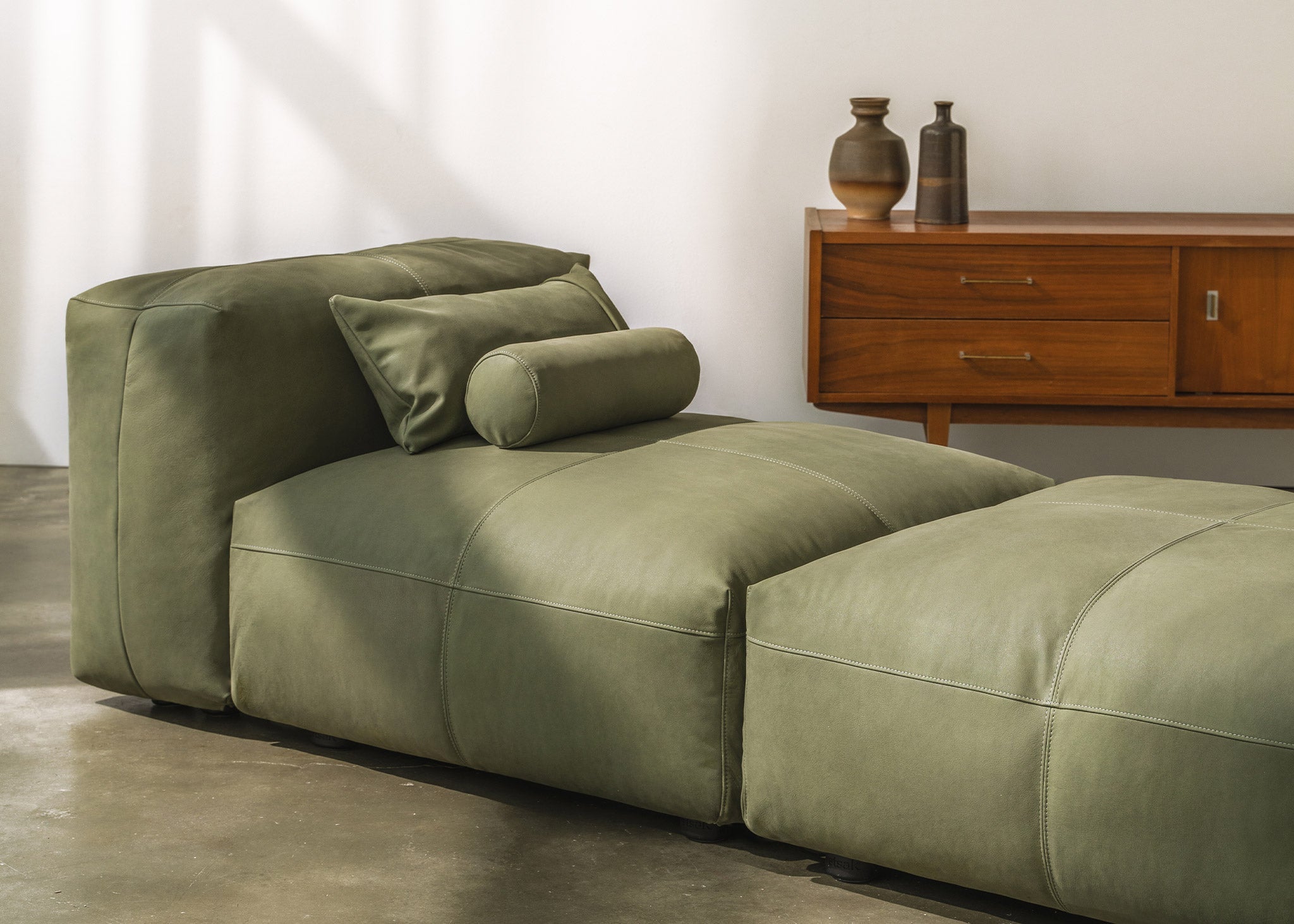 vetsak®-Corner Sofa L Leather olive