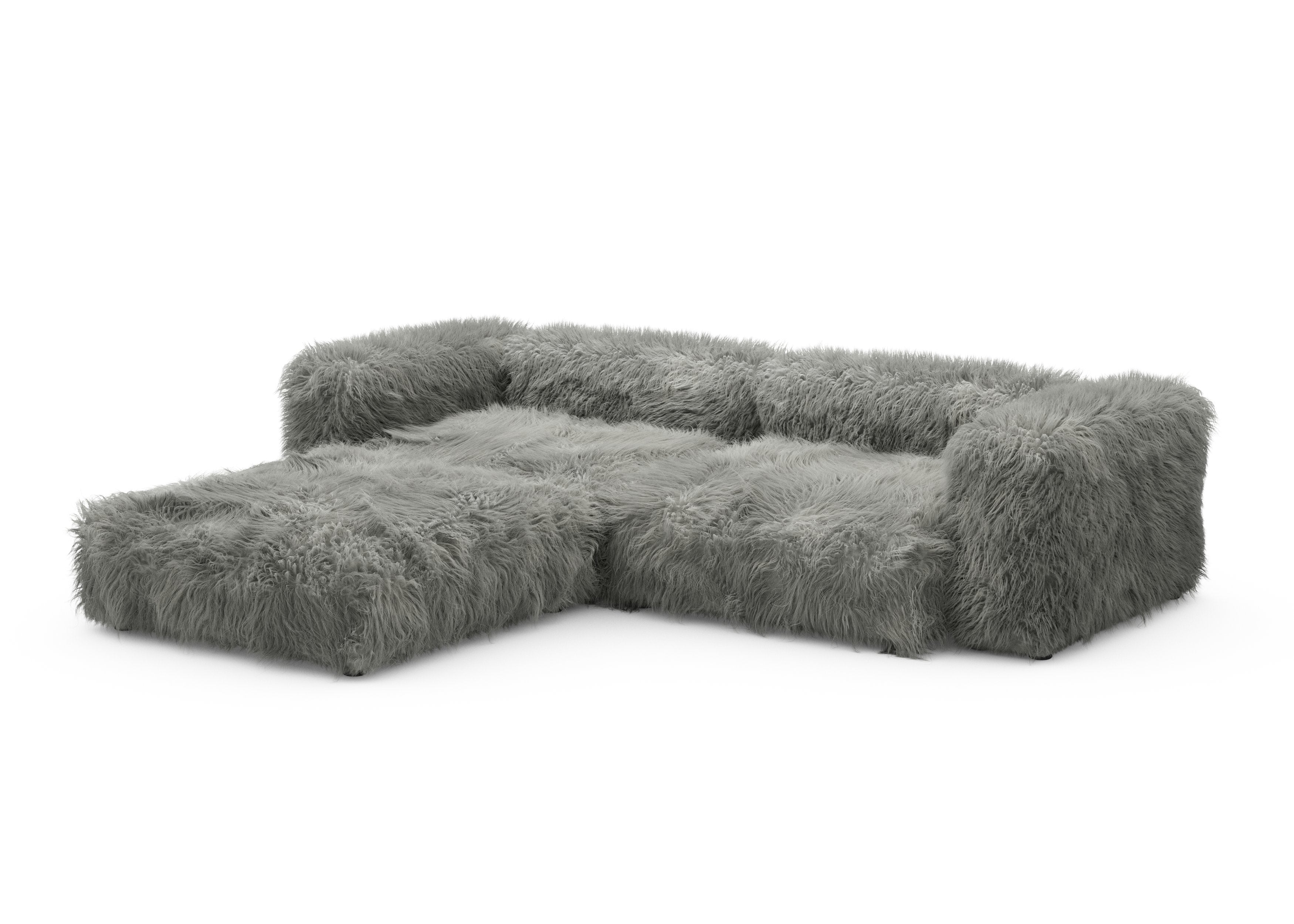 vetsak®-Corner Sofa L Flokati grey