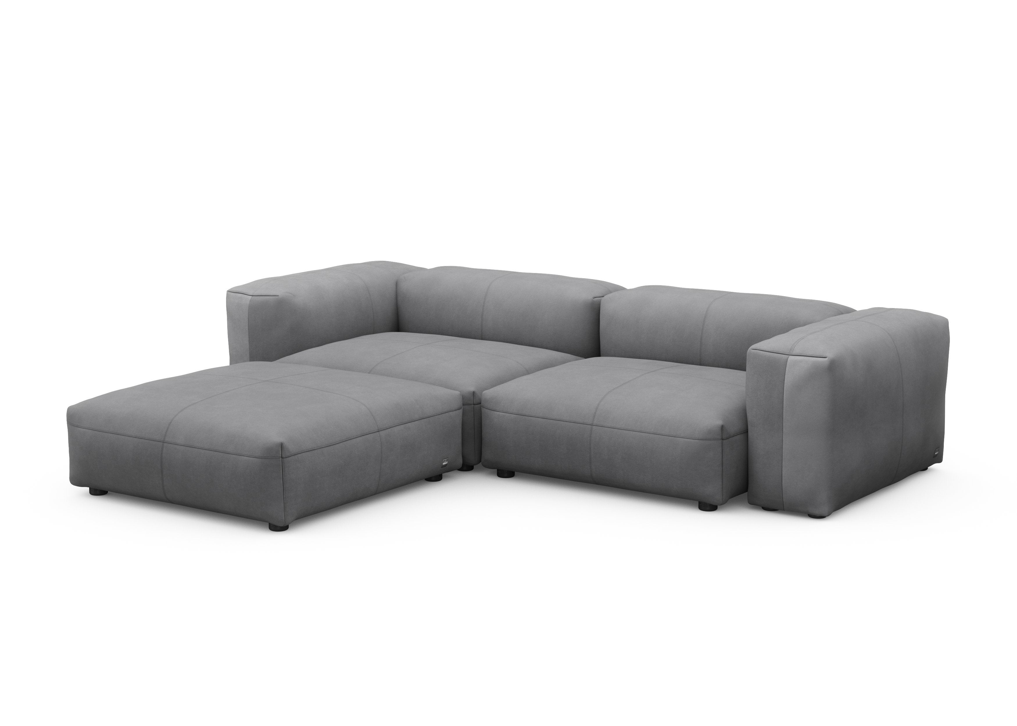 vetsak®-Corner Sofa L Leather dark grey