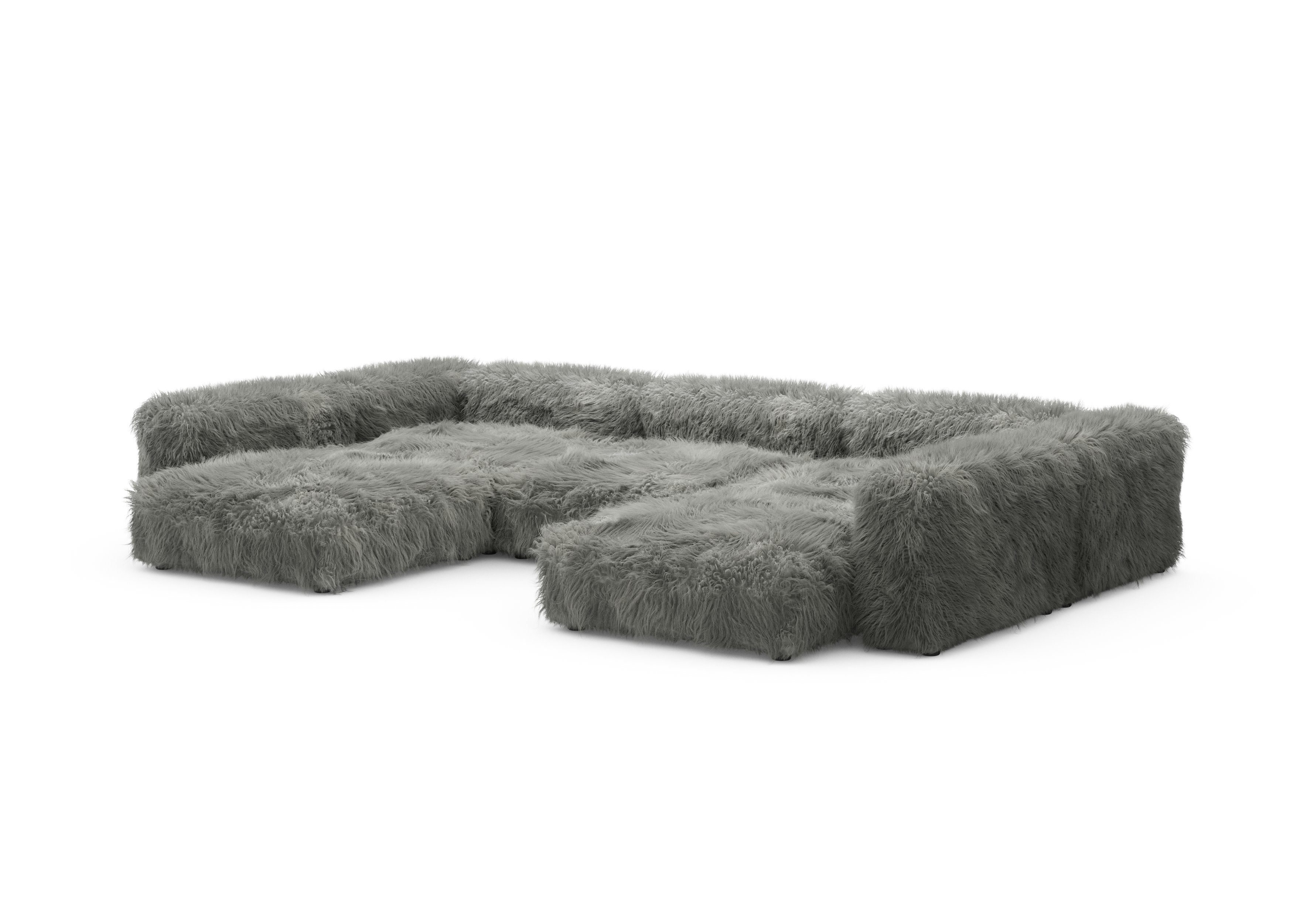 vetsak®-U-Shape Sofa L Flokati grey