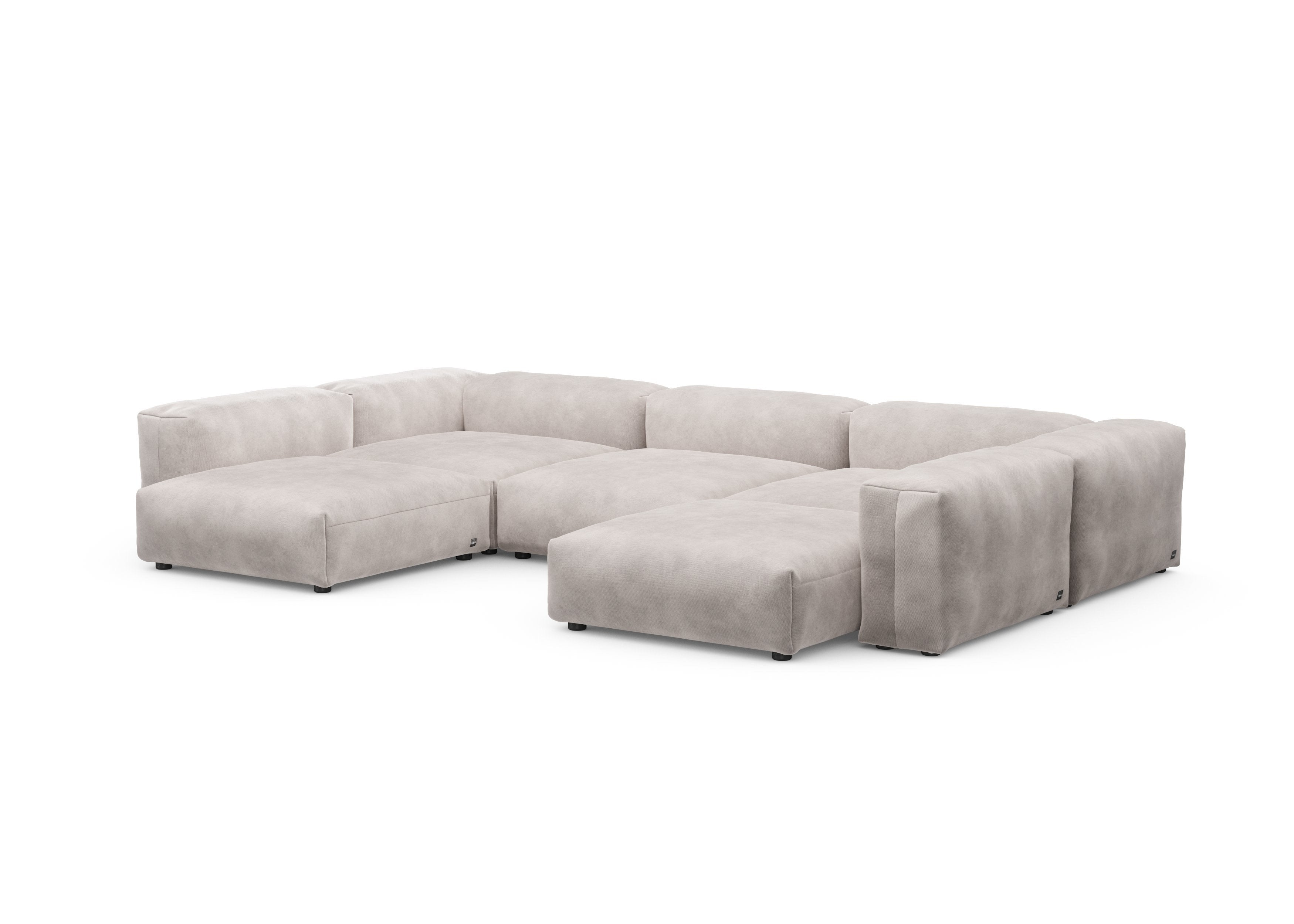 vetsak®-U-Shape Sofa L Velvet light grey