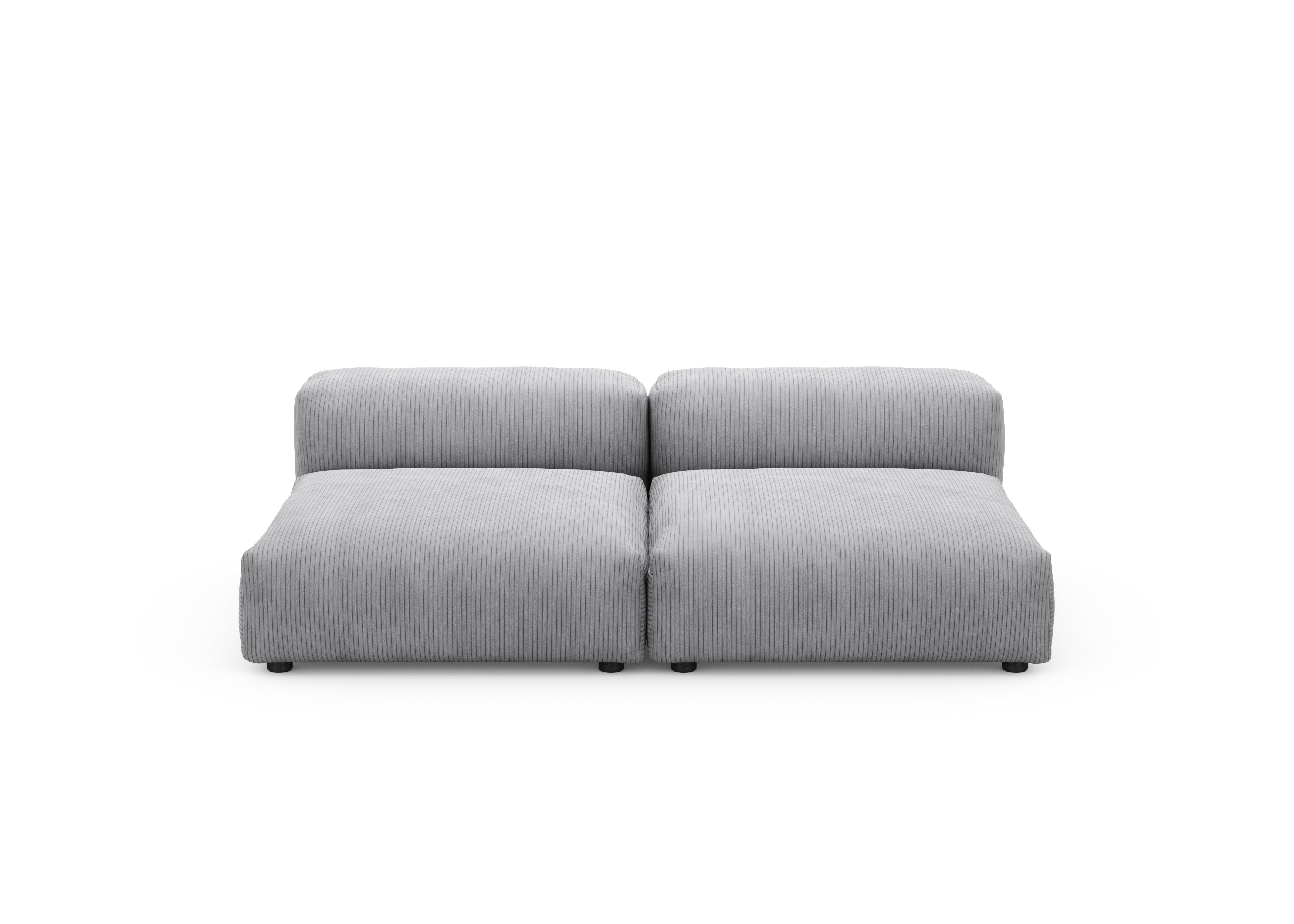 vetsak®-Two Seat Lounge Sofa L Cord Velours light grey